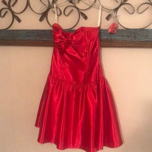 Red satin party dress